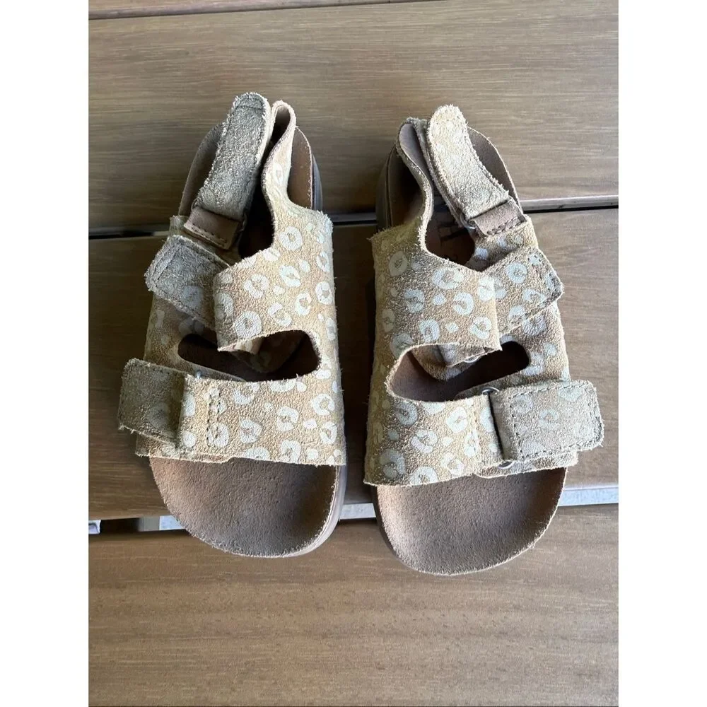 ZARA Kids Leather Strap Sandals Leopard - 25 (8.5/9C US)